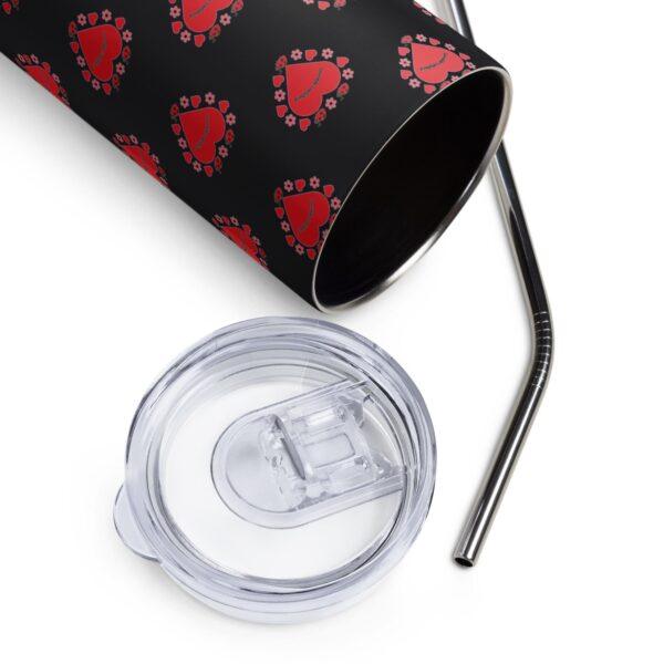 Lovable Ladybird Red Heart Stainless Steel Drinks Tumbler 20oz - Image 3