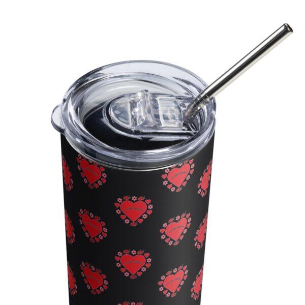 Lovable Ladybird Red Heart Stainless Steel Drinks Tumbler 20oz - Image 4