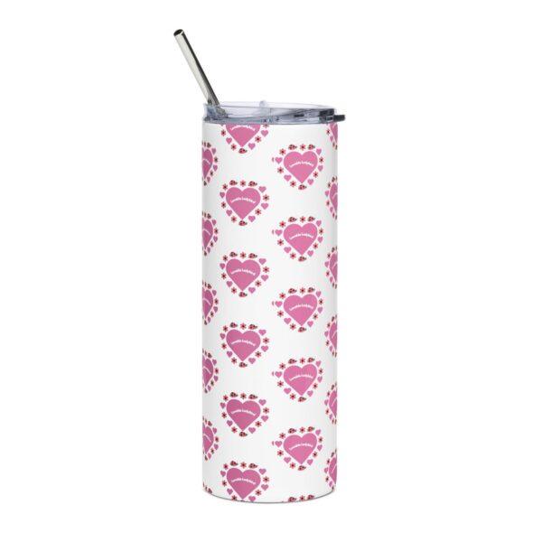 Lovable Ladybird Pink Heart Stainless Steel Drinks Tumbler 20oz - Image 5