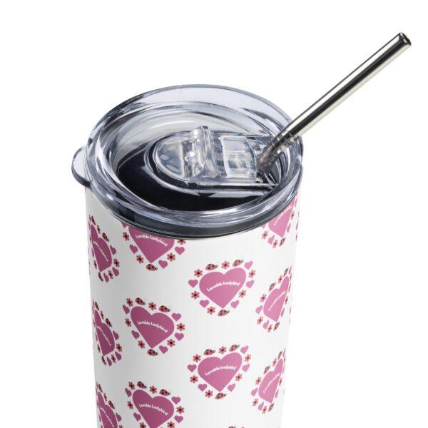 Lovable Ladybird Pink Heart Stainless Steel Drinks Tumbler 20oz - Image 7