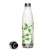 stainless-steel-water-bottle-white-17-oz-front-green-leaf