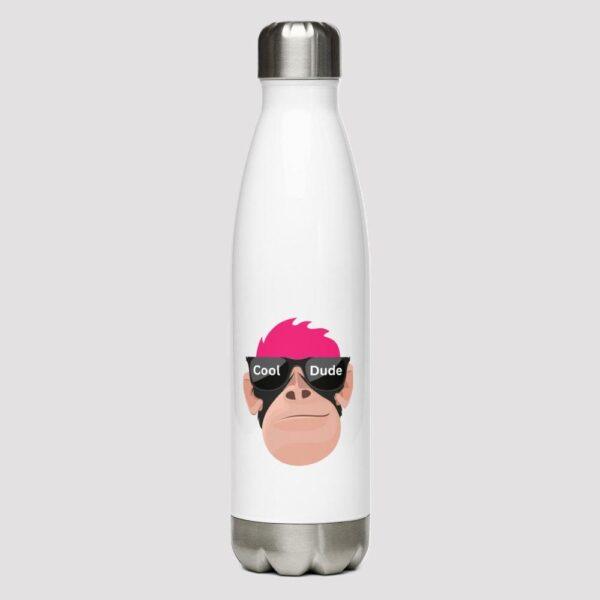 White 17oz Cool Dude Print Water Bottle 