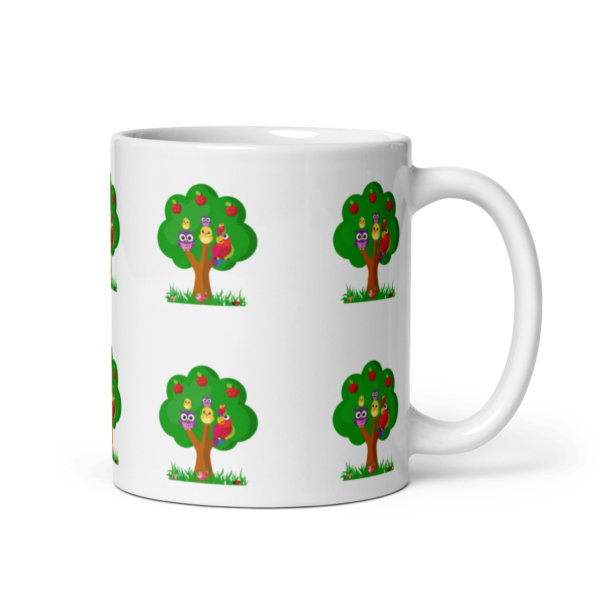 White Glossy Bird Tree Ceramic Mug 11oz