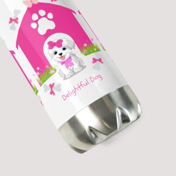 White 17oz Delightful Dog Print Water Bottle 