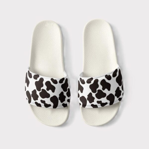 Women's Black Animal Print Slides