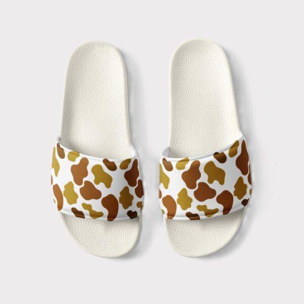 Women's Brown Animal Print Slides