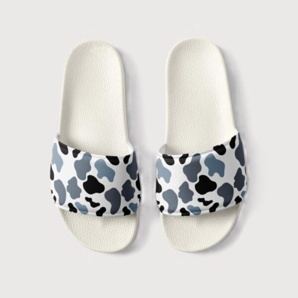 Women's Grey Black Animal Print Slides