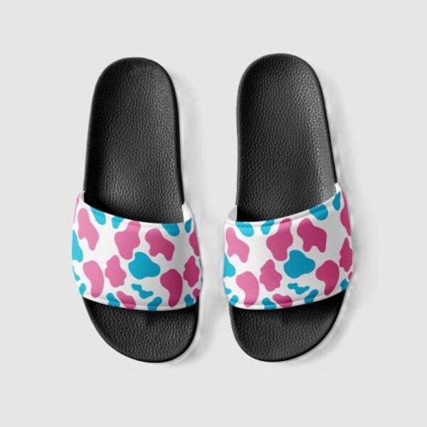 Women's Pink Blue Animal Print Slides