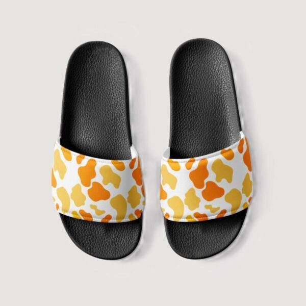 Women's Yellow Orange Animal Print Slides