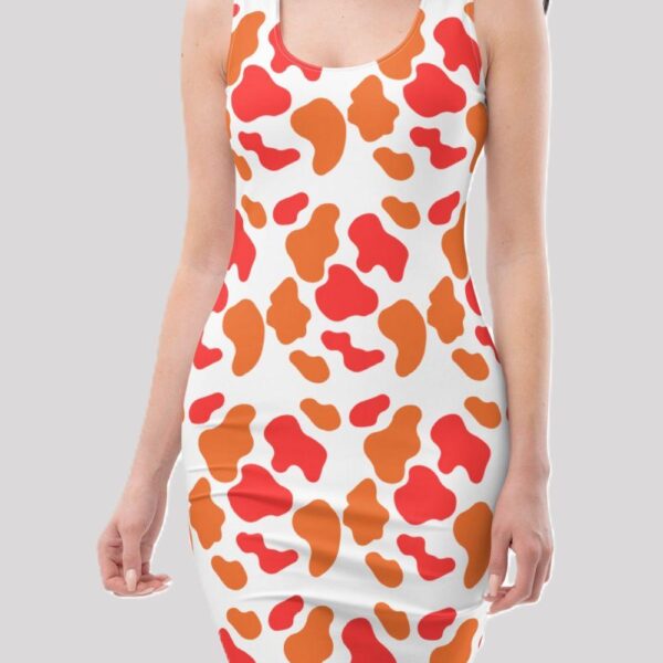 Women's Orange Animal Print Bodycon Dress