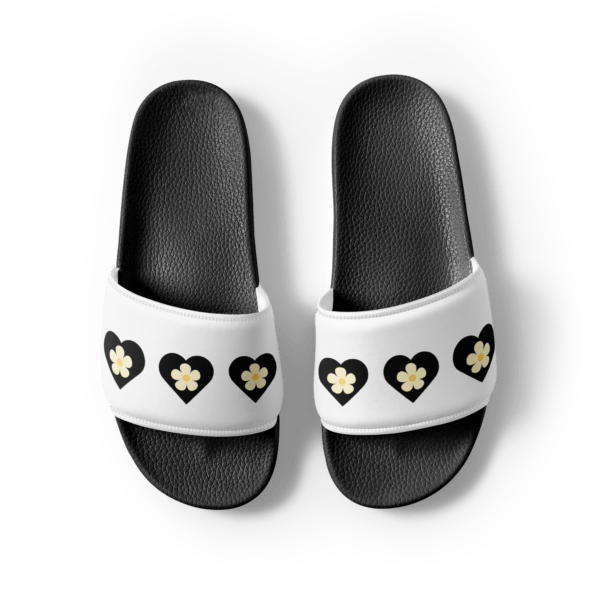 Women's Flower Black Heart Slides