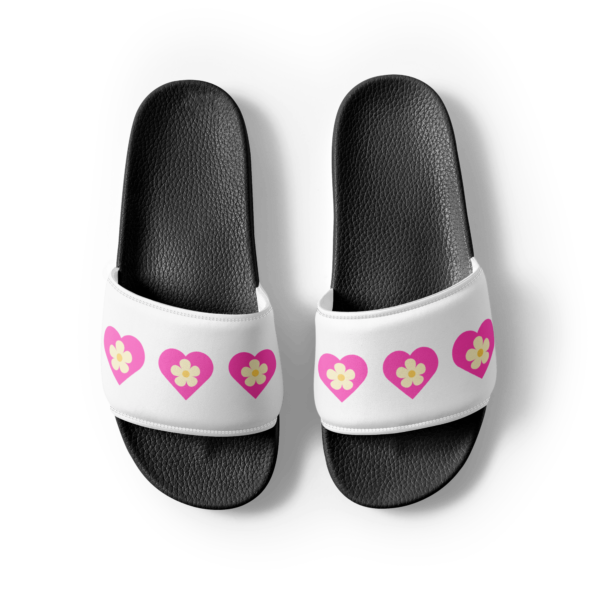 Women's  Flower Pink Heart Slides