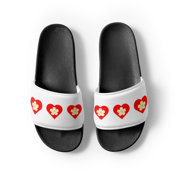 Women's Flower Red Heart Slides