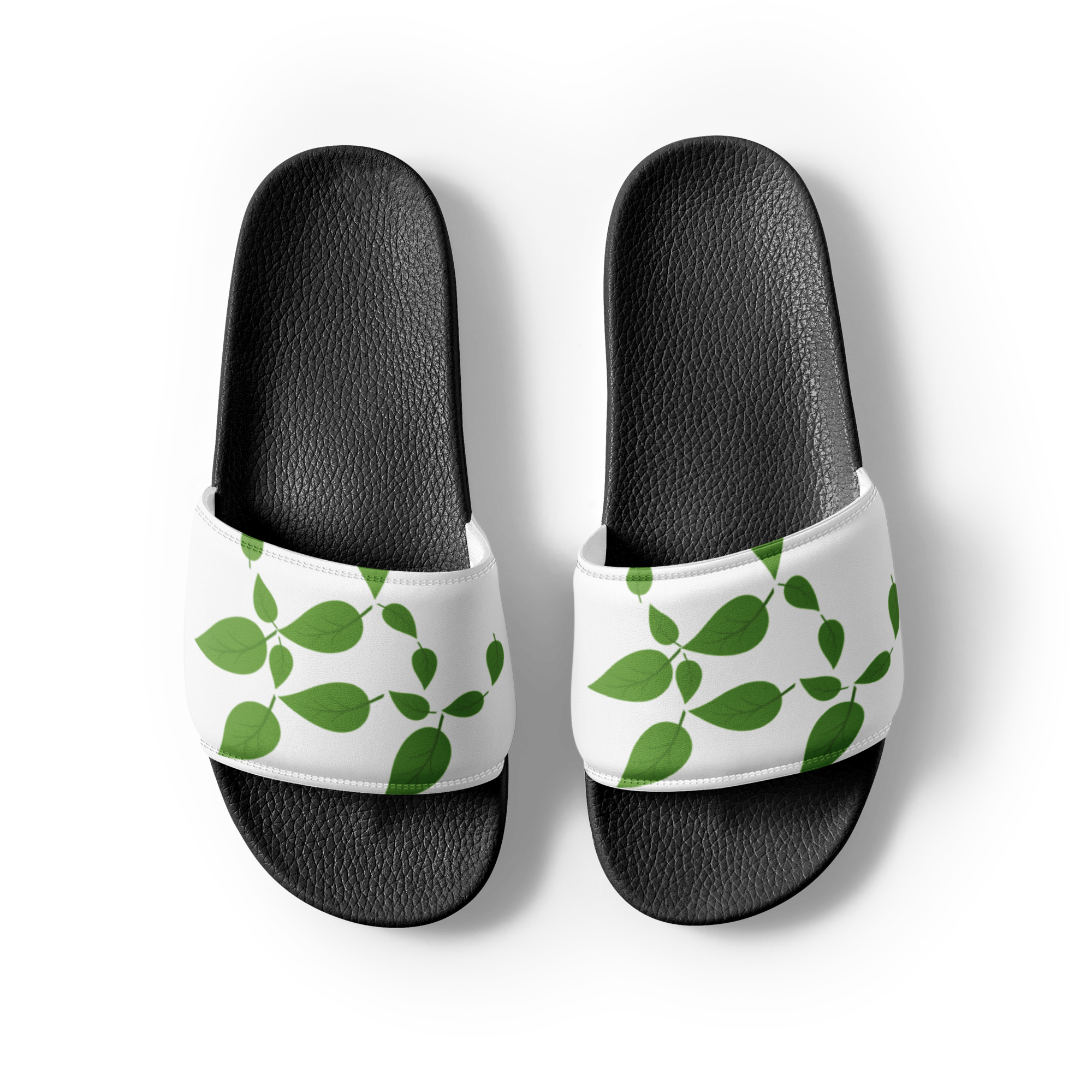 womens-green-leaf-slides