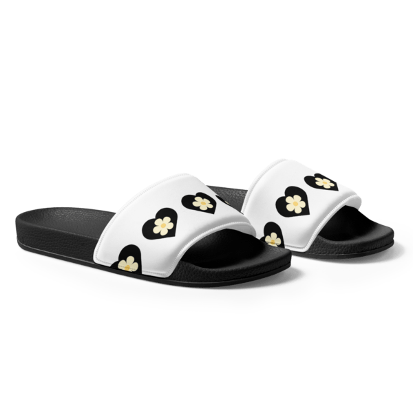 Women's Flower Black Heart Slides - Image 3