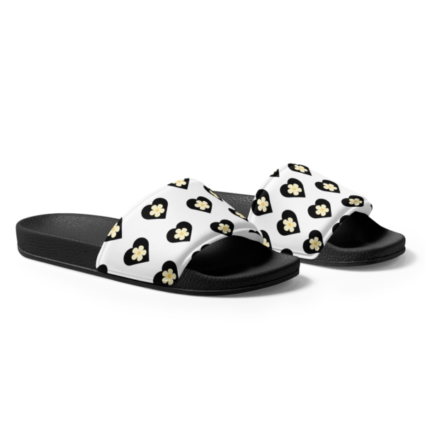 Women's Flower Black Hearts Slides - Image 3