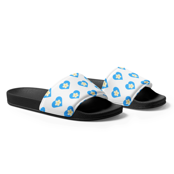 Women's Flower Blue Hearts Slides - Image 3