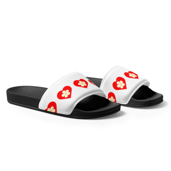 Women's Flower Red Heart Slides - Image 3