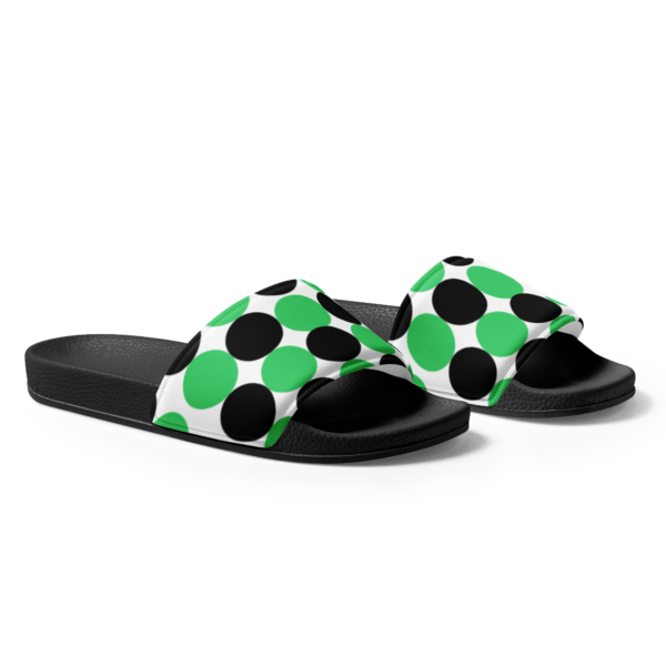 Women's Green and Black Spotted Slides - Image 3