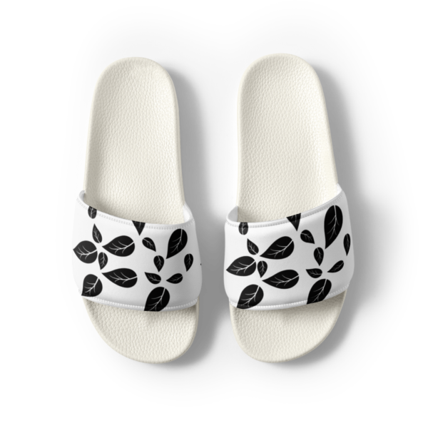 Women's Black Leaf Slides