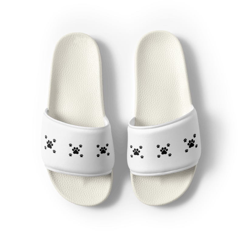 black-paw-print-womens-slides