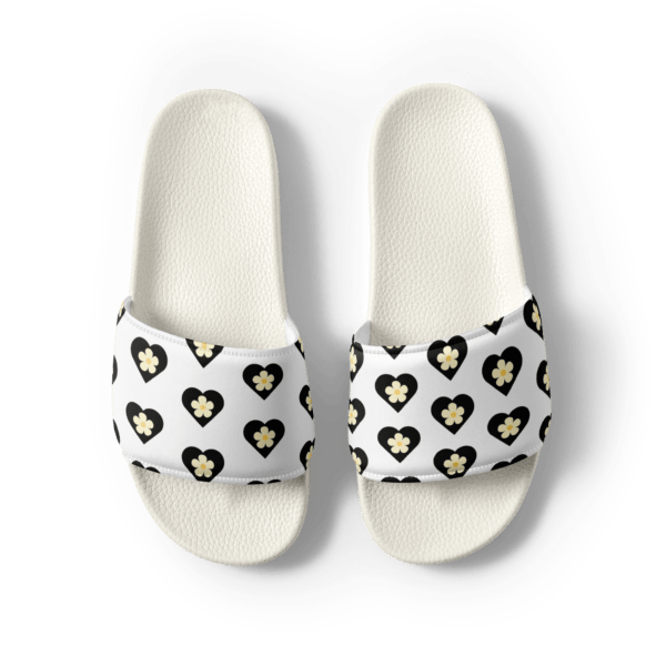 Women's Flower Black Hearts Slides