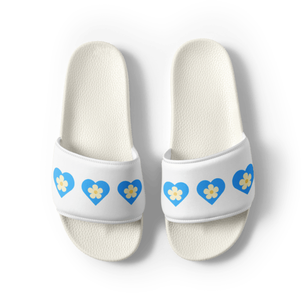 Women's Flower Blue Heart Slides