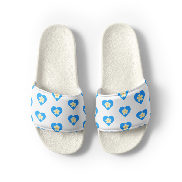 Women's Flower Blue Hearts Slides