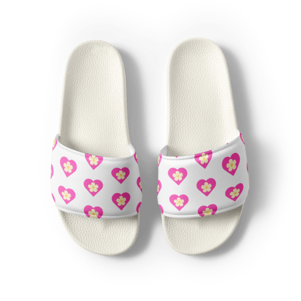 Women's Flower Pink Hearts Slides