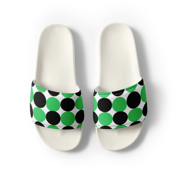 Women's Green and Black Spotted Slides