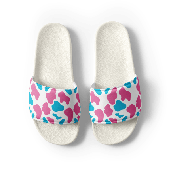 Women's Pink Blue Animal Print Slides