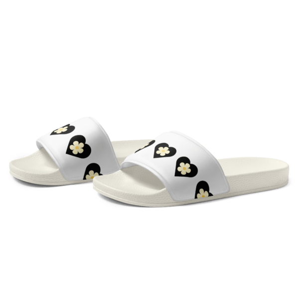 Women's Flower Black Heart Slides - Image 4