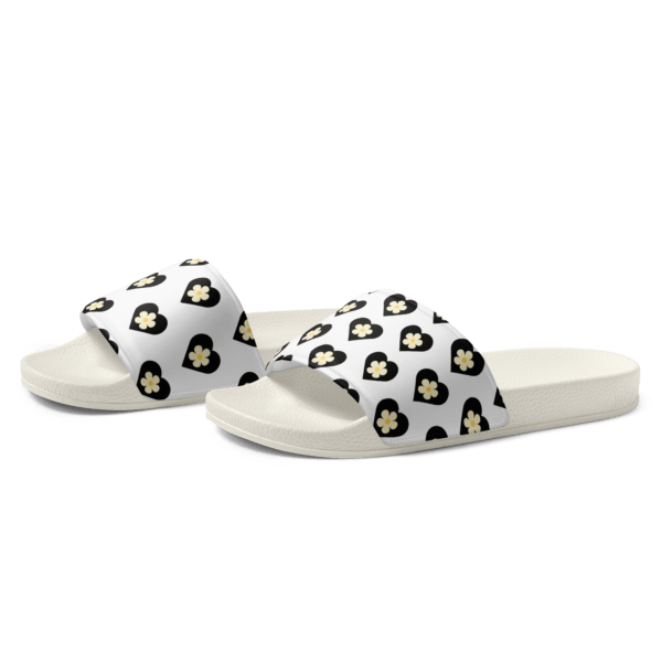 Women's Flower Black Hearts Slides - Image 4