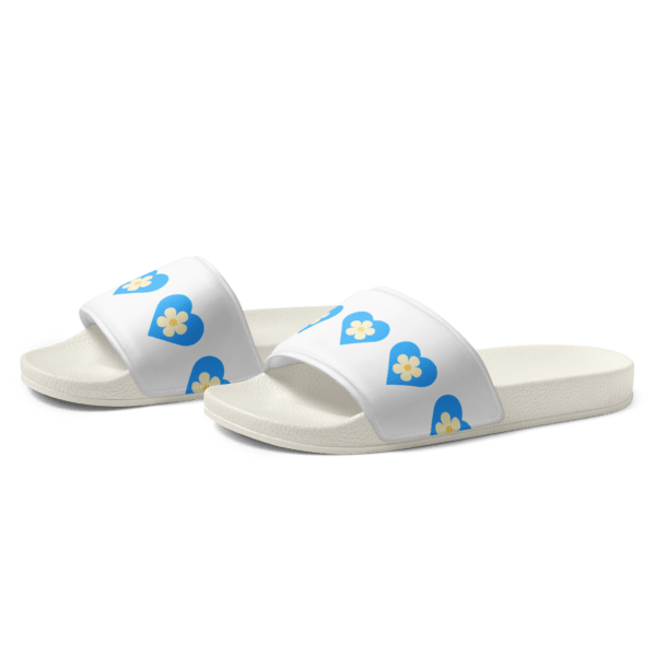 Women's Flower Blue Heart Slides - Image 4