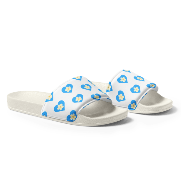 Women's Flower Blue Hearts Slides - Image 4