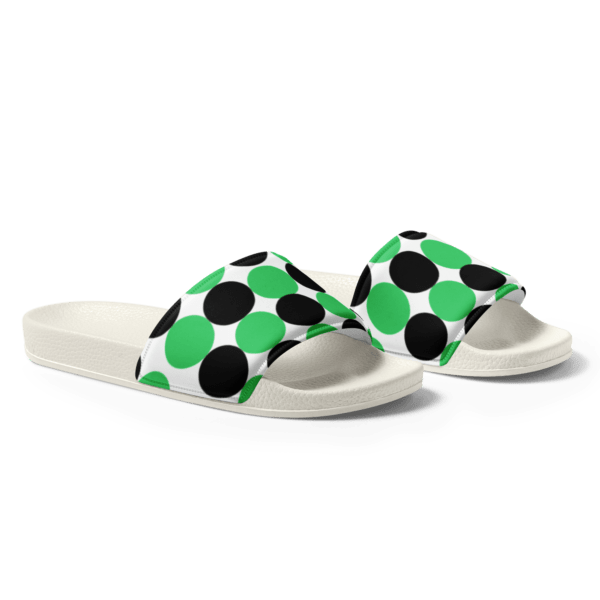 Women's Green and Black Spotted Slides - Image 4