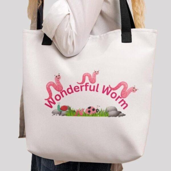 Wonderful Pink Worm Polyester Tote Bag