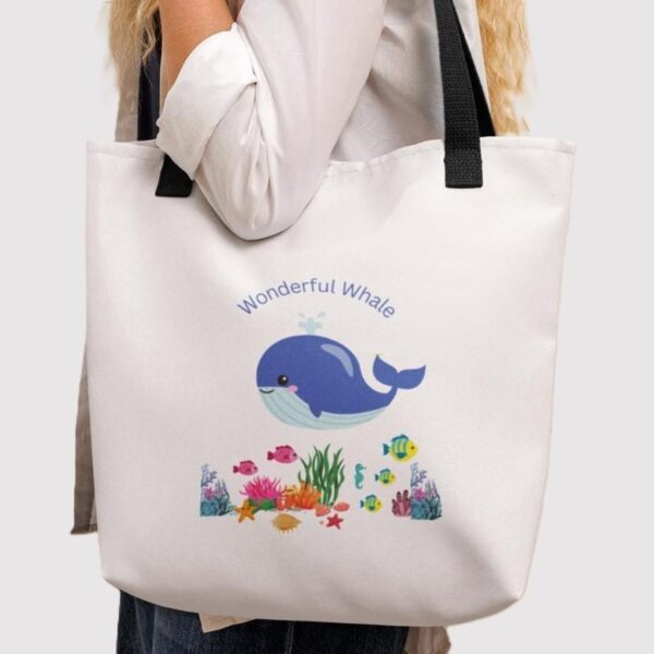 Wonderful Whale Polyester Tote Bag