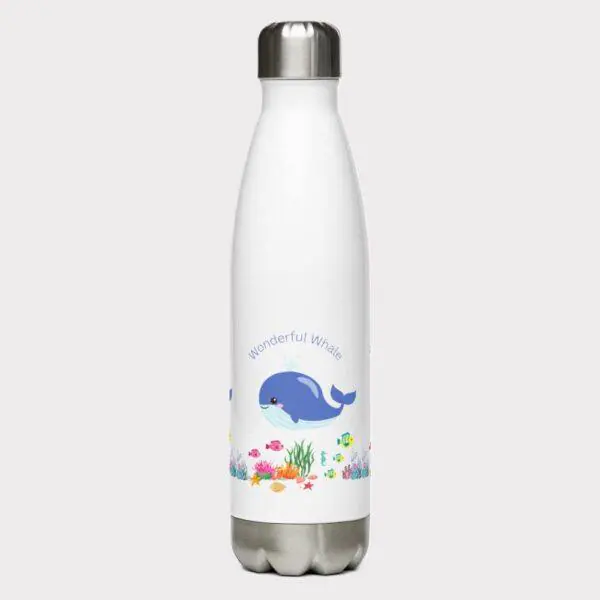 Wonderful Whale Stainless Steel Water Bottle 17oz