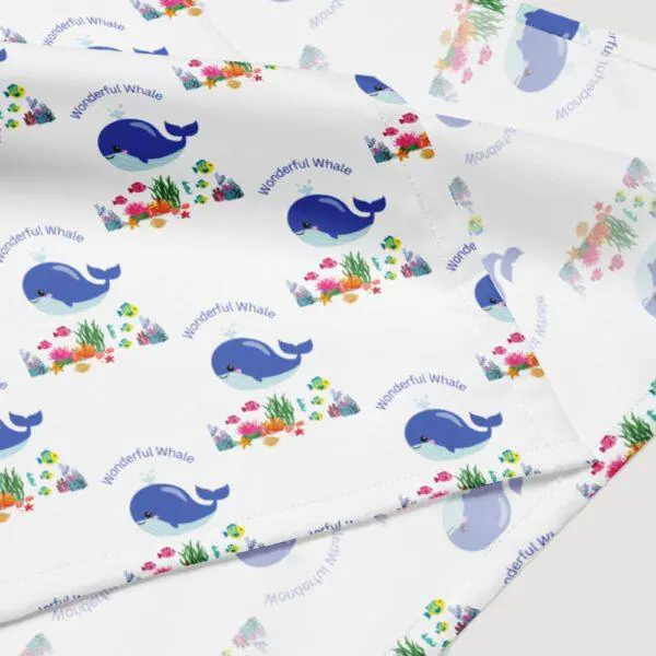 Square Polyester Bandana Single Sided Wonderful Whale Print