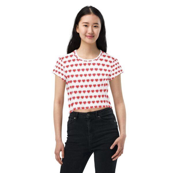 Women's Lovable Ladybird Red Heart Crop Top - Image 3