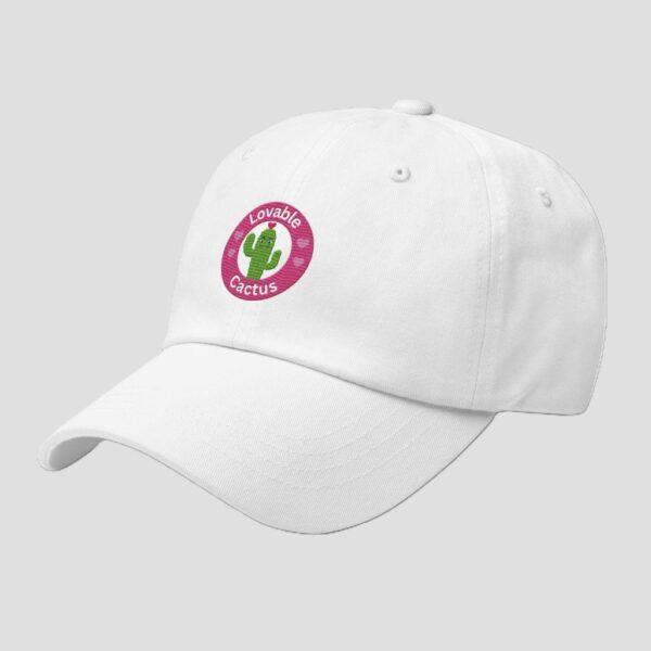 Chino Cotton Twill Adjustable Dad Hat With Embroidered Lovable Cactus Design - Image 3