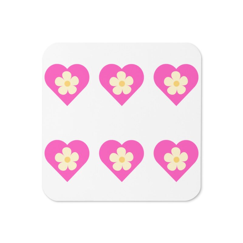 Flower Pink Heart Drinks Coaster