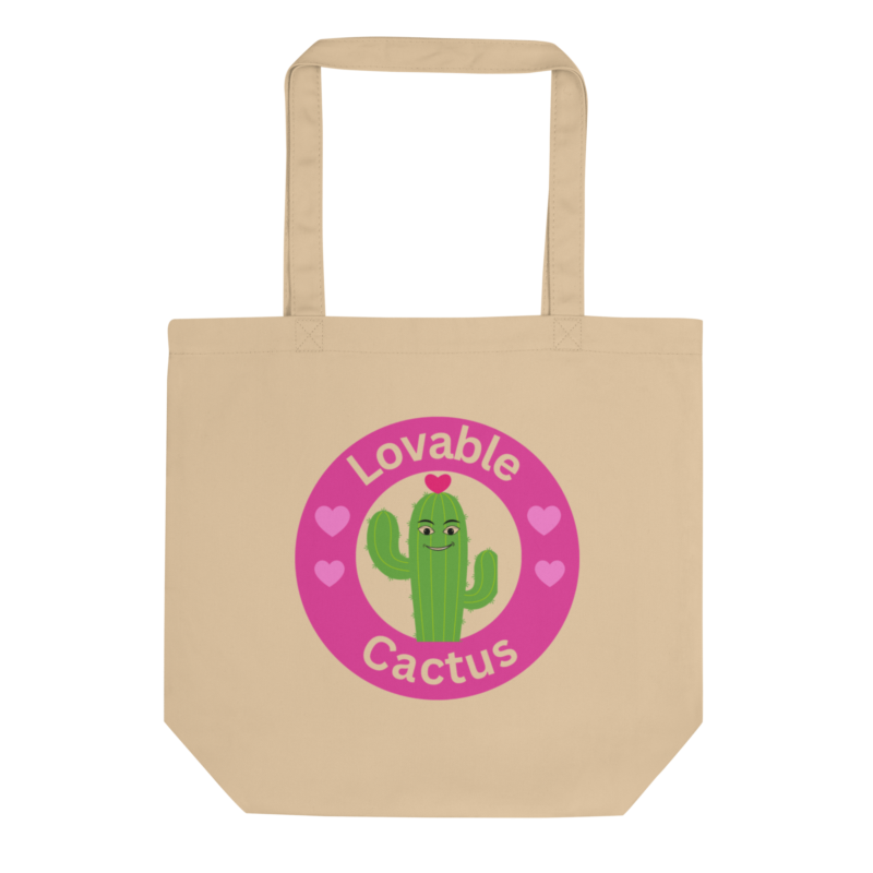 oyster-colored-lovable-cactus-eco-tote-bag