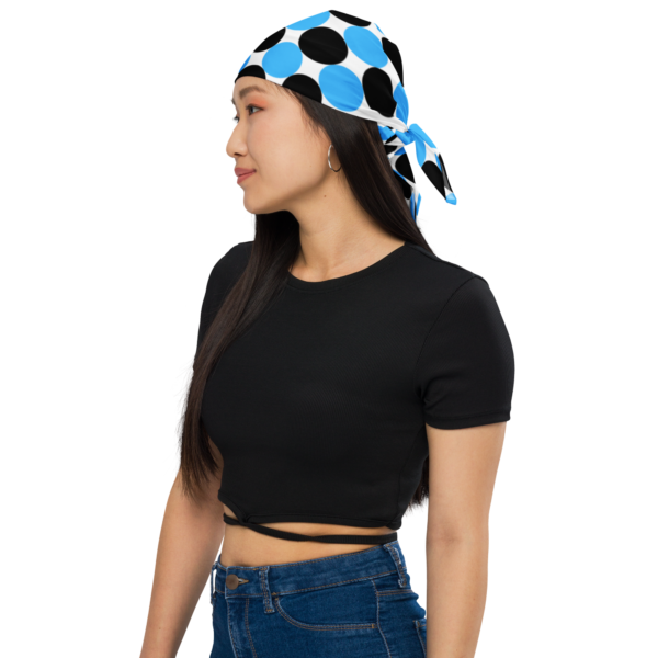 Square Polyester Bandana Single Sided Blue and Black Spotted Print