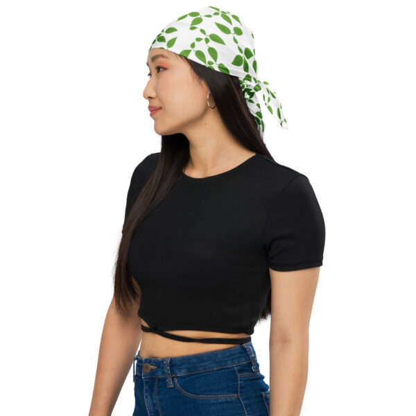 Square Polyester Bandana Single Sided Green Leaf Print