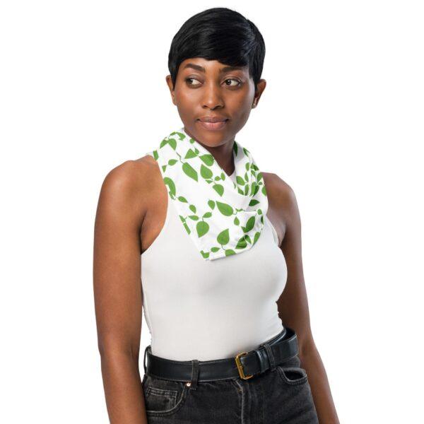 Square Polyester Bandana Single Sided Green Leaf Print - Image 2