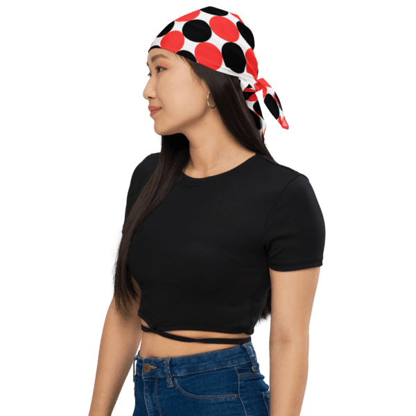 Square Polyester Bandana Single Sided Red and Black Spotted Print