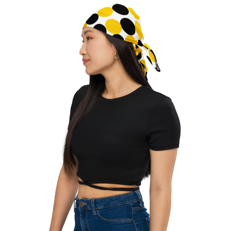 single-sided-yellow-and-black-spotted-print-bandana