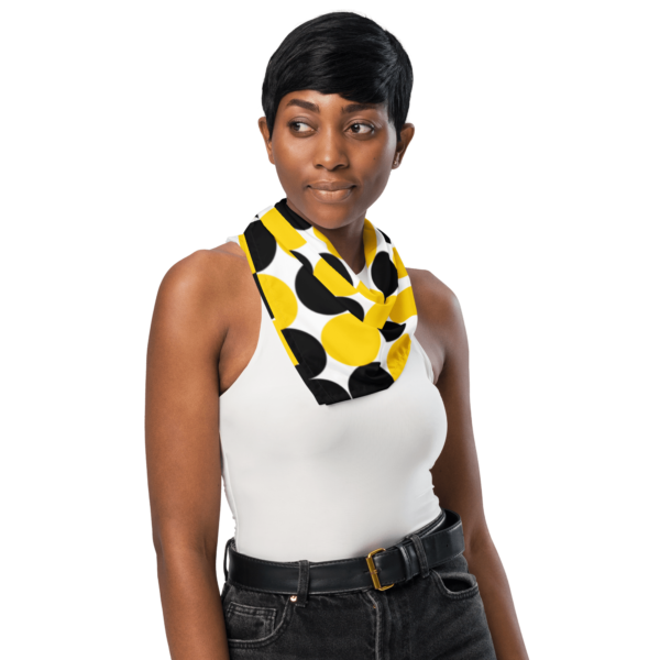 Square Polyester Bandana Single Sided Yellow and Black Spotted Print - Image 2